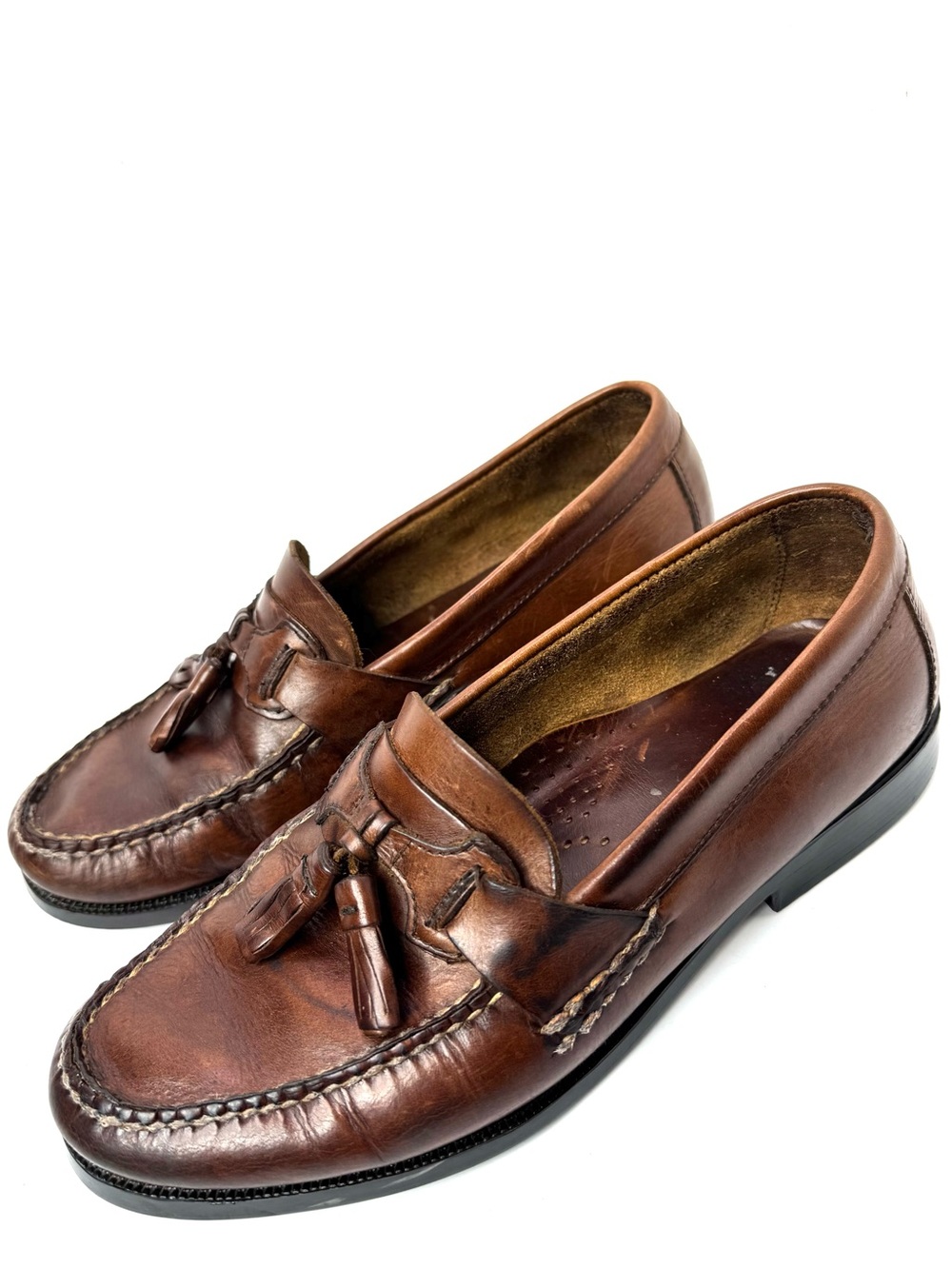 Bass Bennett Brown Leather Tassel Loafers Men’s Size 10W Wide Casual Dress Shoes